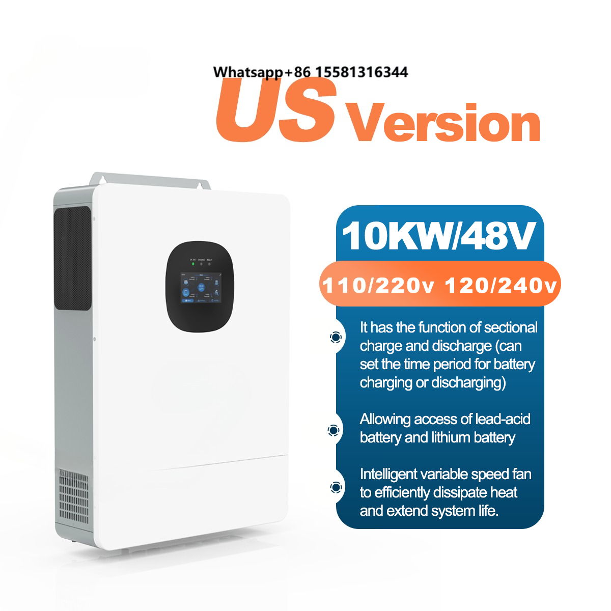 Split Phase Inverter 10Kw 110V 220V - UNC 10KW 10KVA 110V/220V 51.2V/48V Hybride