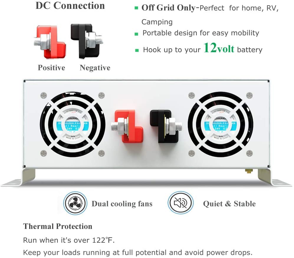 Off Grid Solar Inverter 24V 12 - Inverter Pure Sine Wave 60Hz 120V 3000W recensie en prijs